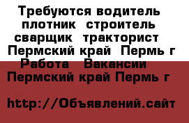 Требуются водитель, плотник, строитель, сварщик, тракторист - Пермский край, Пермь г. Работа » Вакансии   . Пермский край,Пермь г.